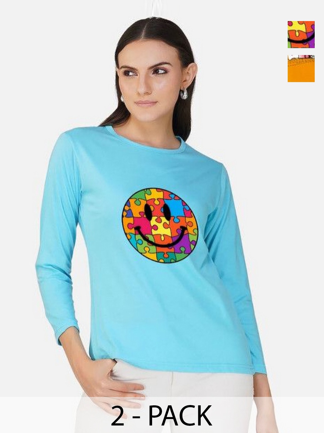 

Metronaut Women 2 Printed Bio Finish Applique T-shirt, Mustard