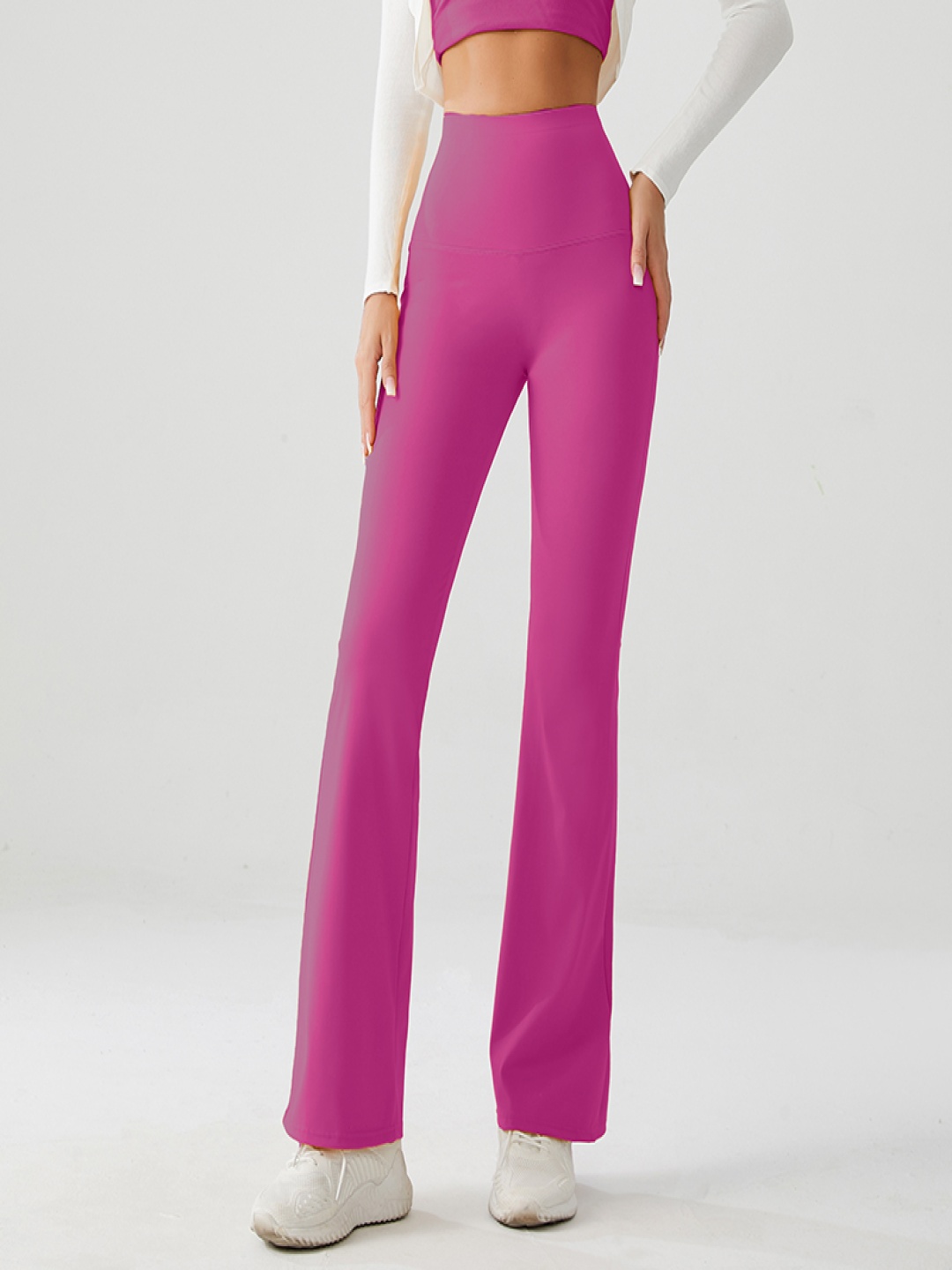 

XFyt Flared-Fit High-Waist Ankle Length Seamless Yoga Tights, Magenta