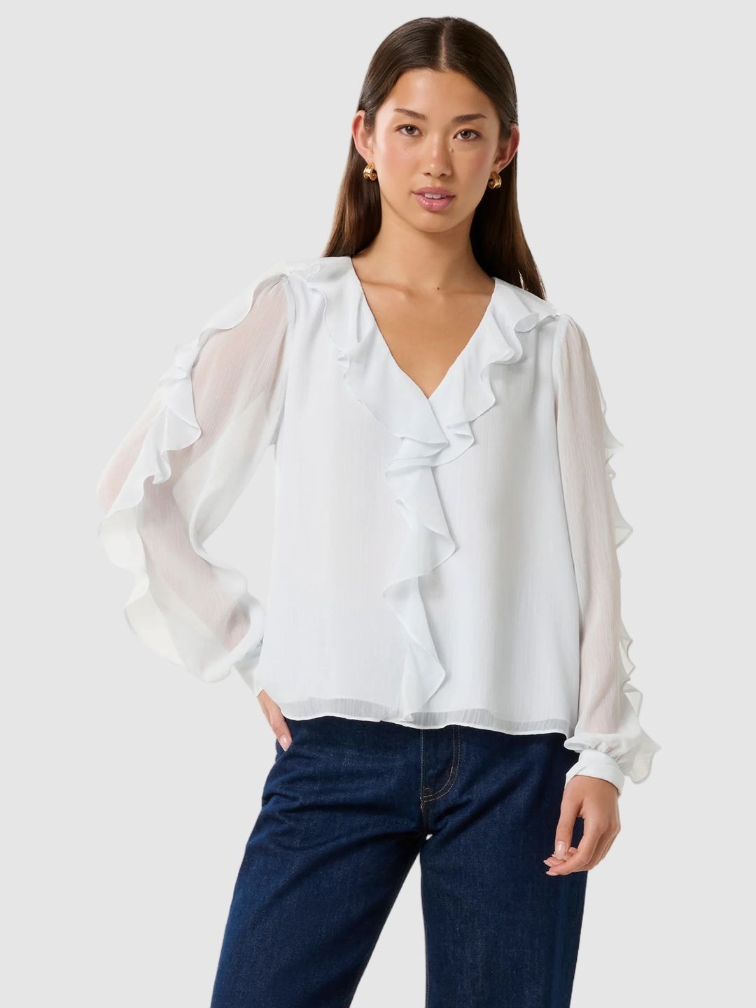 

Forever New Bishop Sleeves Blouson Top, White