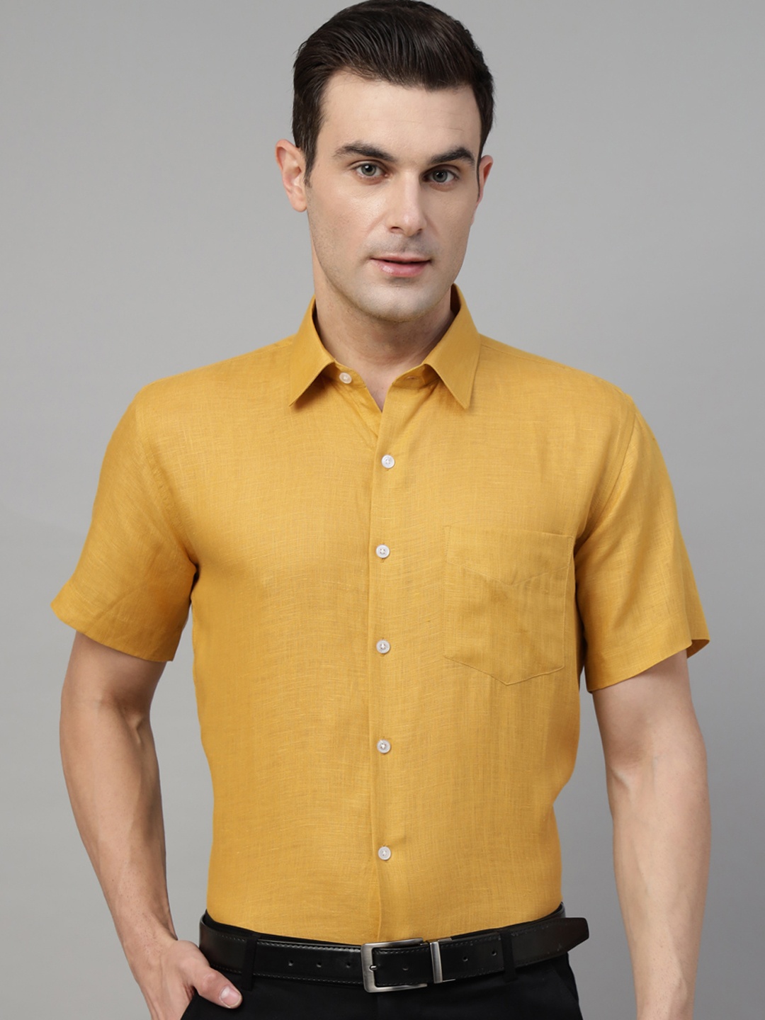 

Hancock Men Standard Slim Fit Opaque Formal Shirt, Mustard