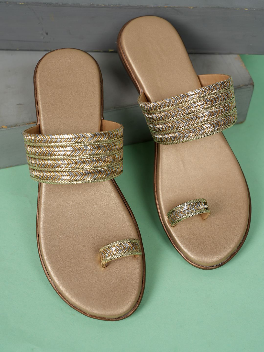 

Style Shoes Embellished Comfort Sandals, Gold