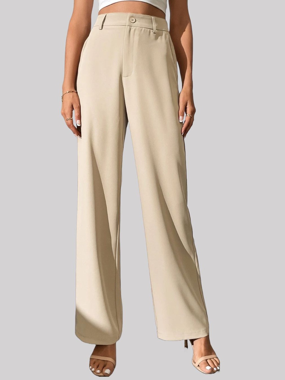 

Chemistry Women Custom Flared High-Rise Trousers, Beige