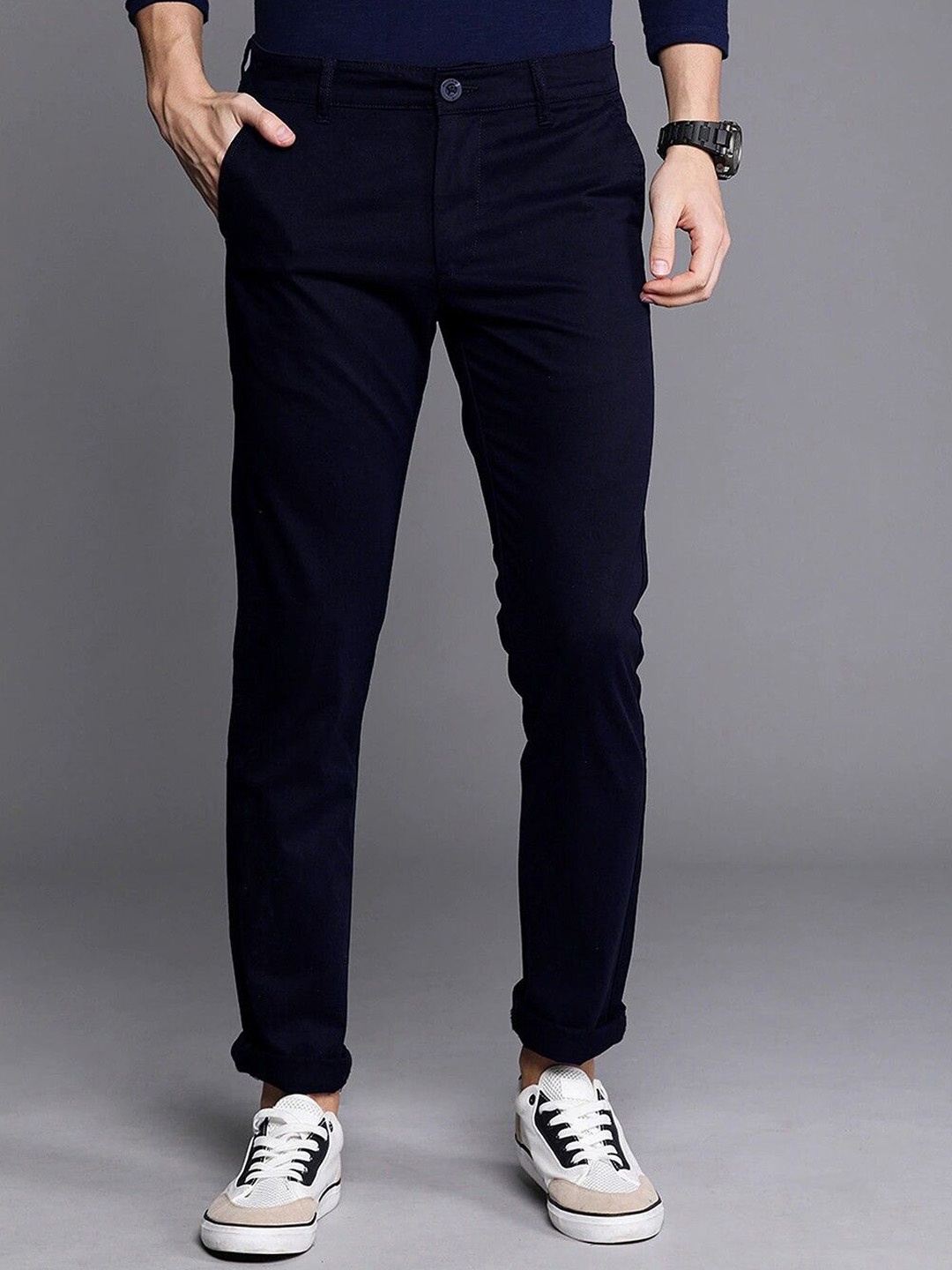 

PulseIQ Men Comfort Easy Wash Trousers, Blue