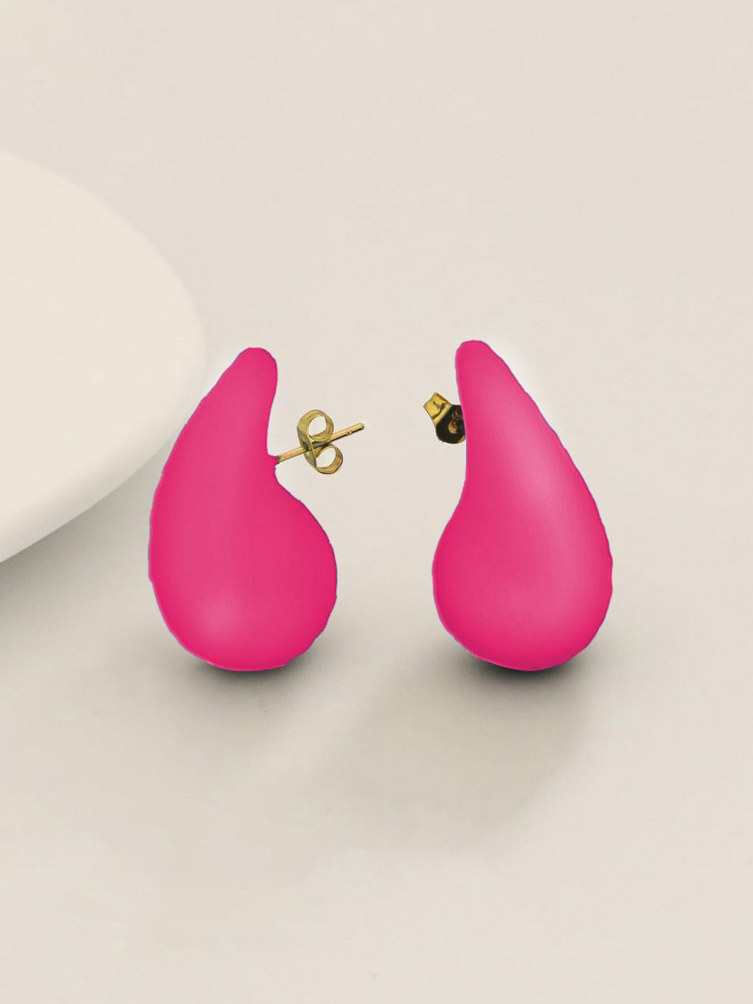 

KRENOZ Teardrop Shaped Drop Earrings, Pink