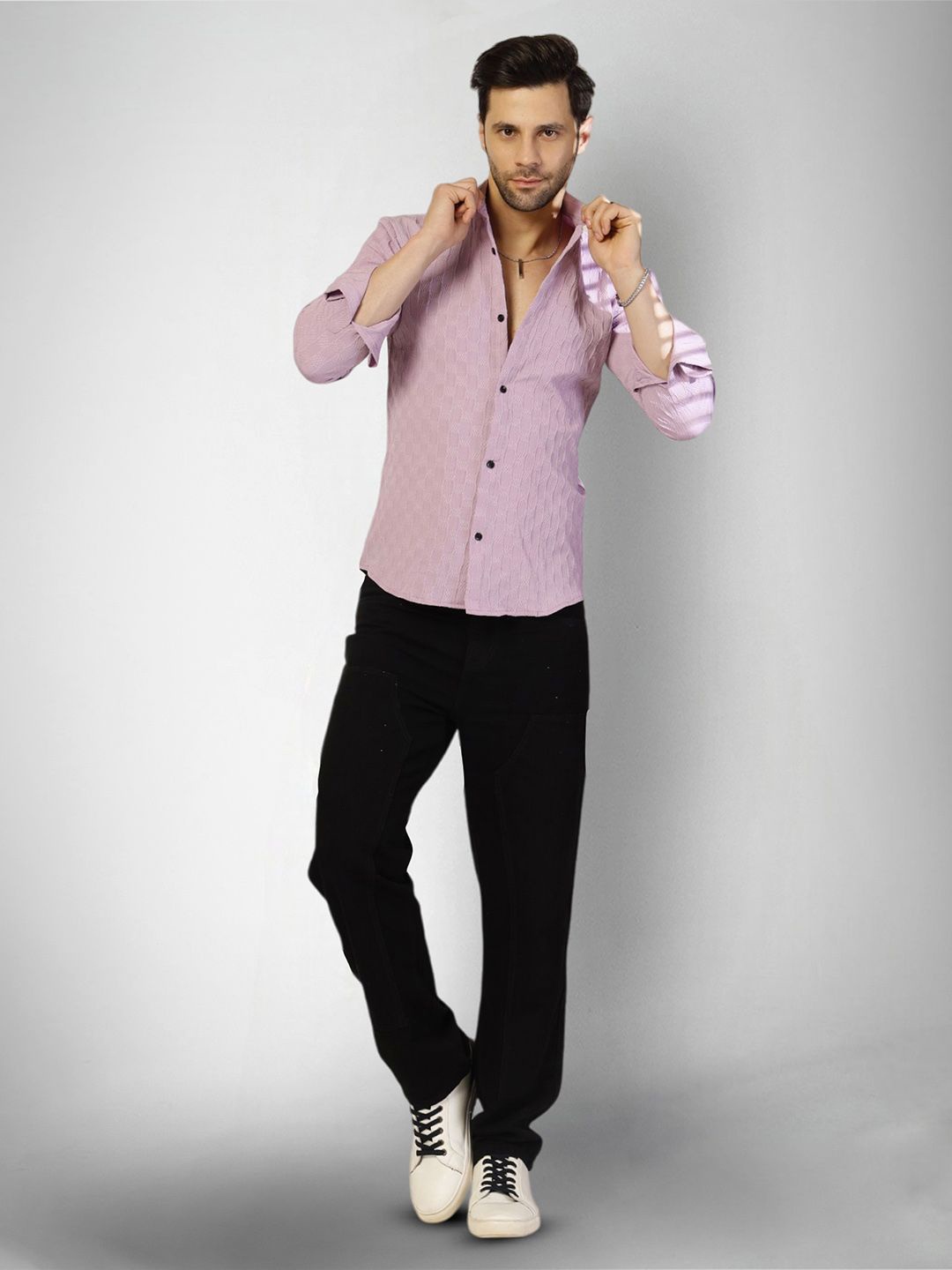 

Moda Rapido Men Original Opaque Casual Shirt, Lavender