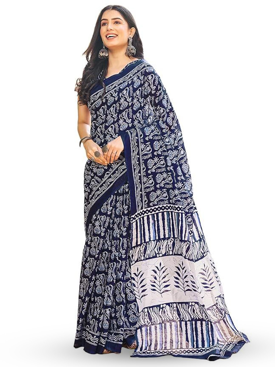 

HMP Fashion Batik Ikat Saree, Blue