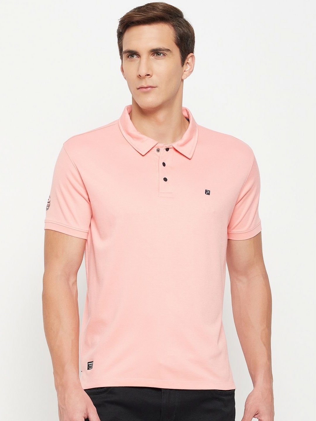 

Promount Men Polo Collar Pockets T-shirt, Peach