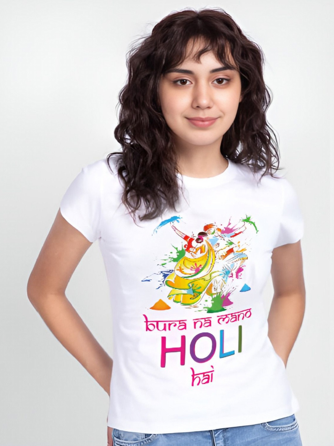 

Shiv traders collection Women Printed Applique T-shirt, White