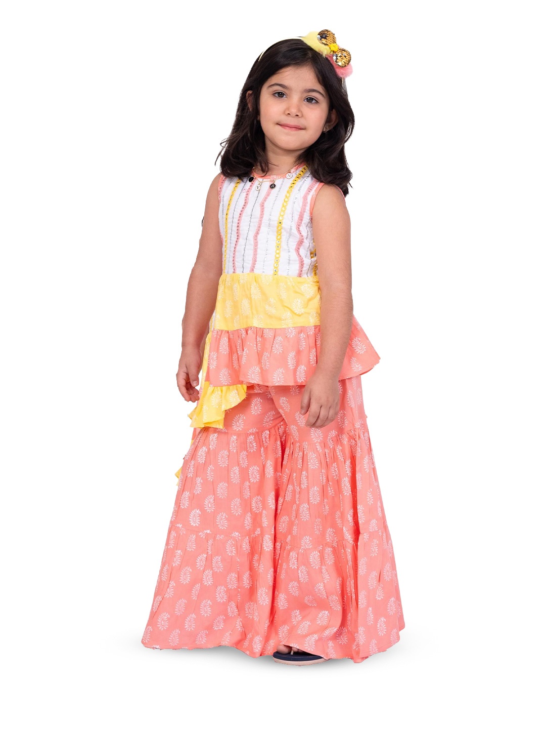 

Twisha Girls Embroidered A-Line Kurta & Sharara, White