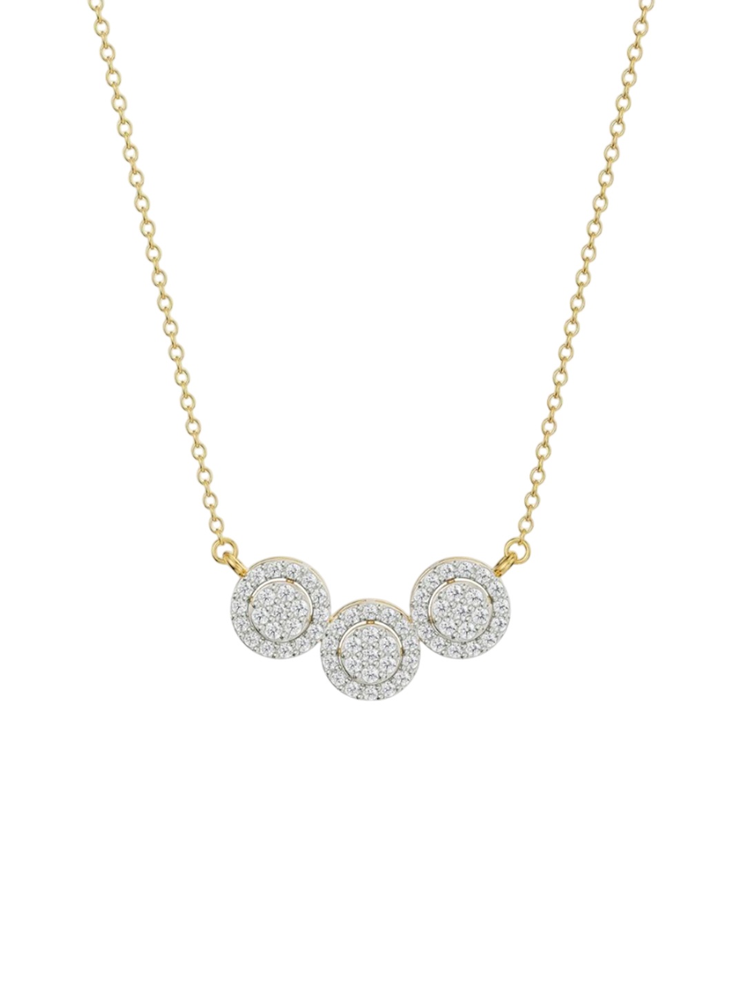 

Emori Halo Round Trio Diamond Necklace, Gold