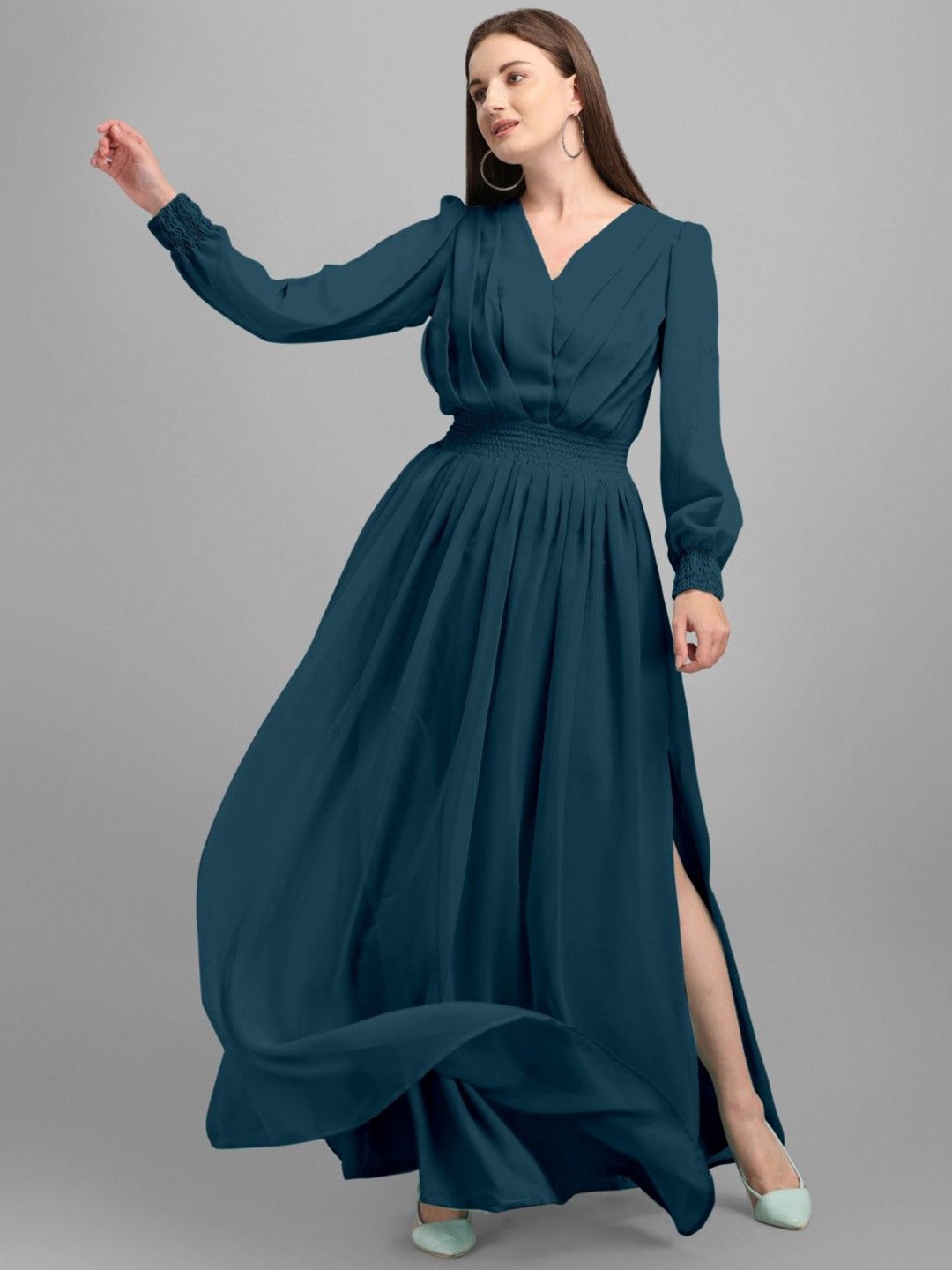

Raiyani Fashion Applique Georgette Fit & Flare Maxi Dress, Blue