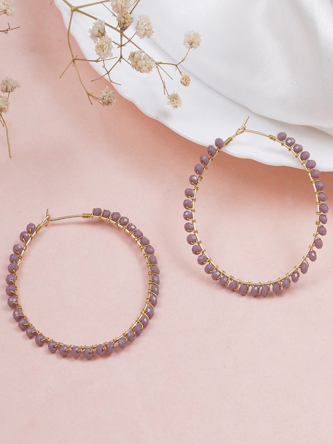 

BeAbhika Contemporary Hoop Earrings, Purple