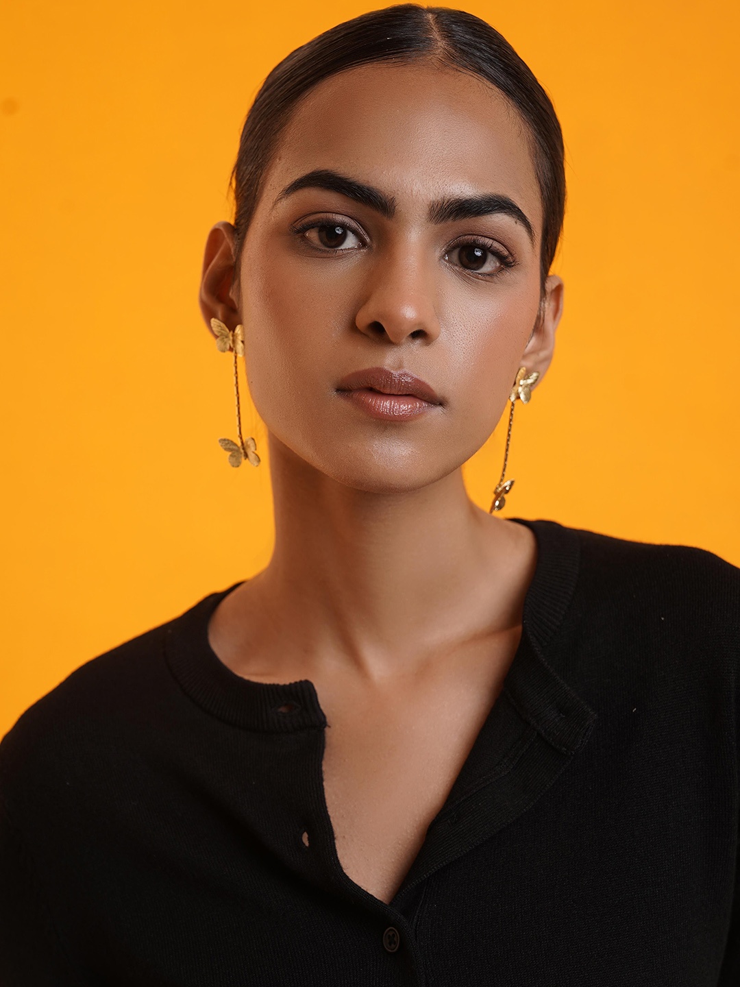 

ROYAL PITARAH Contemporary Drop Earrings, Gold