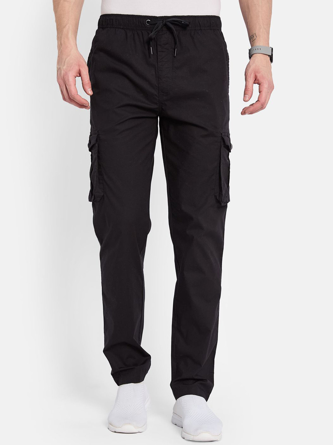 

Octave Cotton Mid-Rise Trousers, Black
