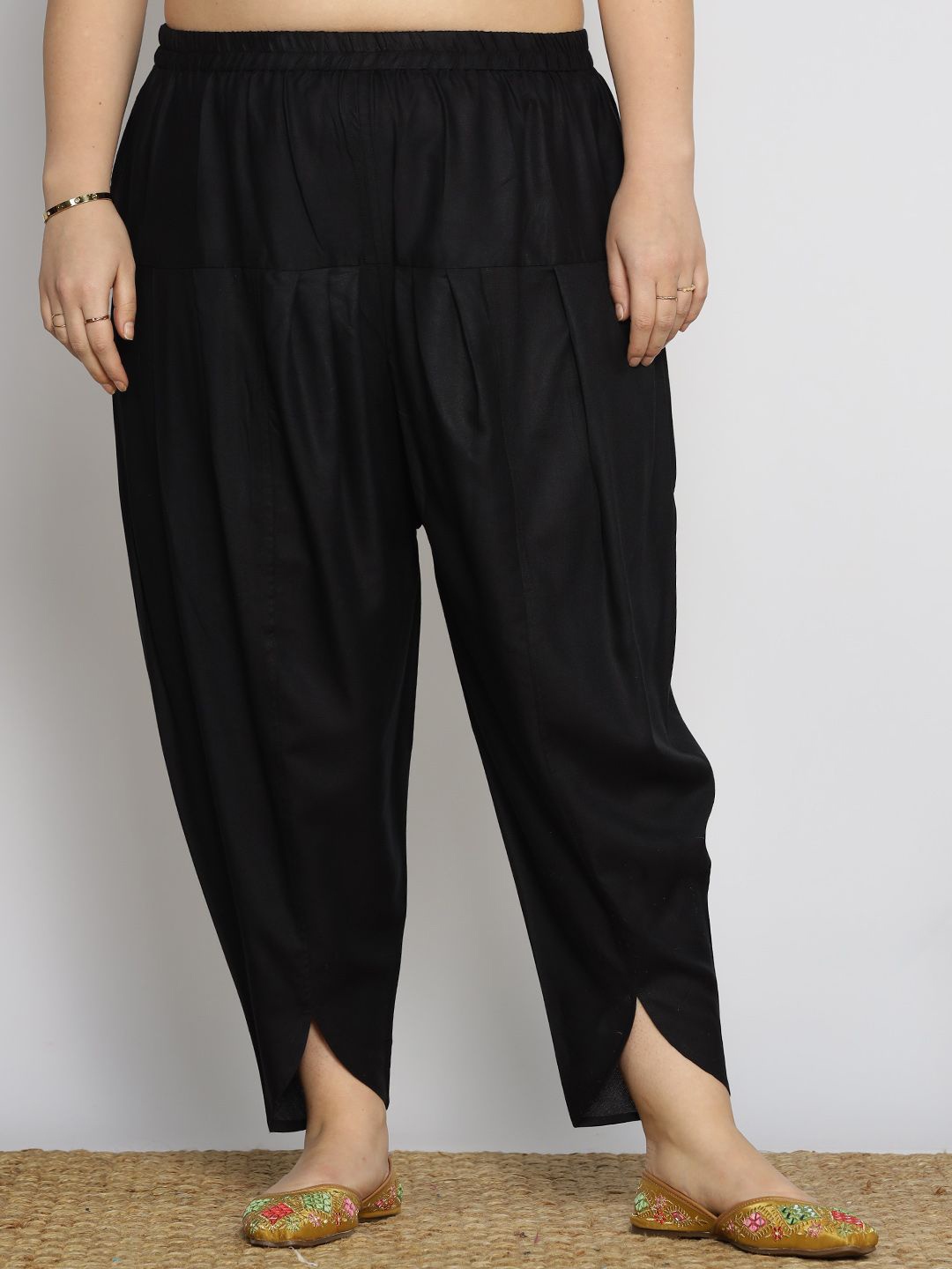 

LetsDressUp Women Loose Fit Viscose Rayon Salwar, Black