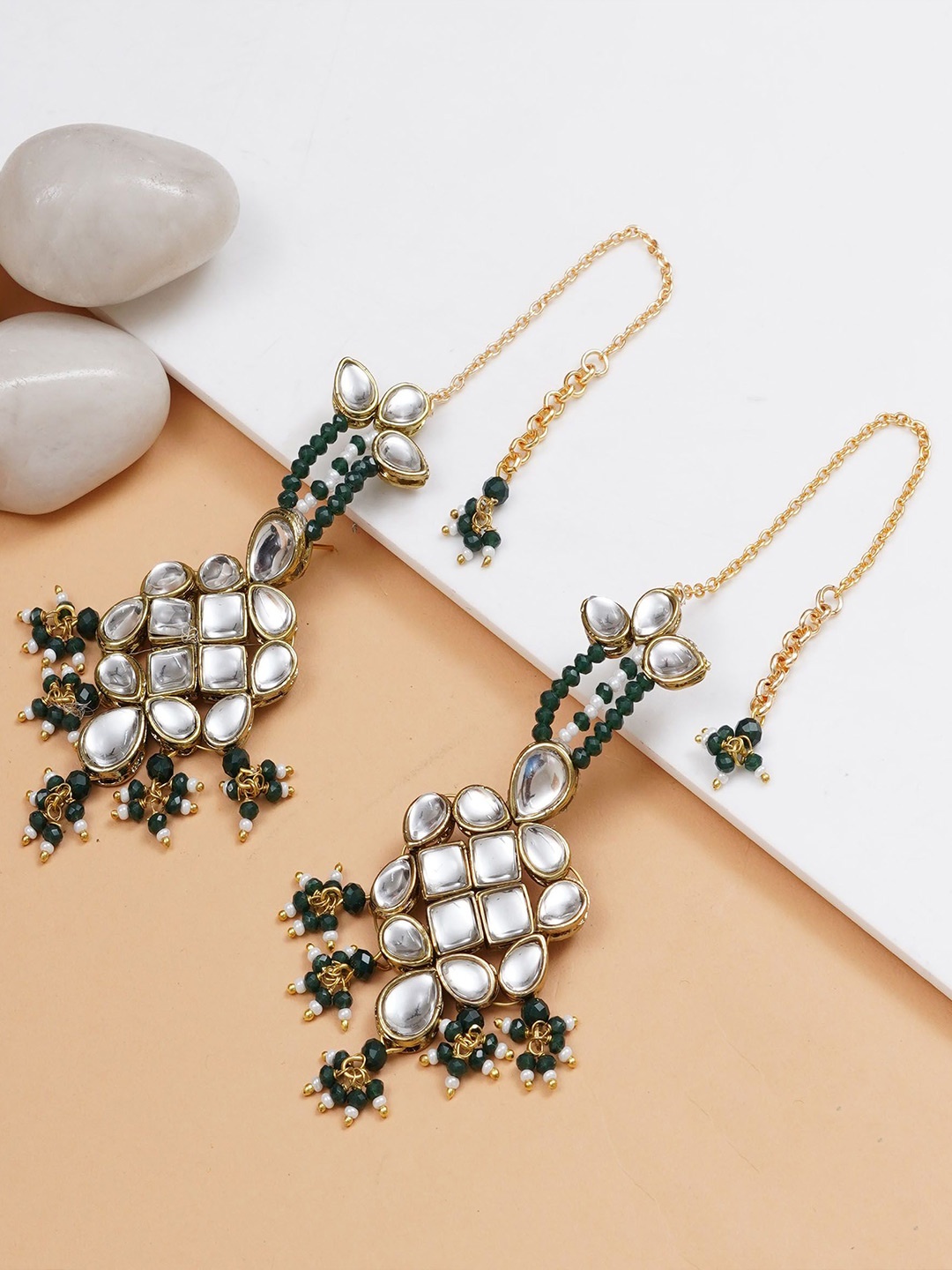 

BeAbhika Contemporary Drop Earrings, Green