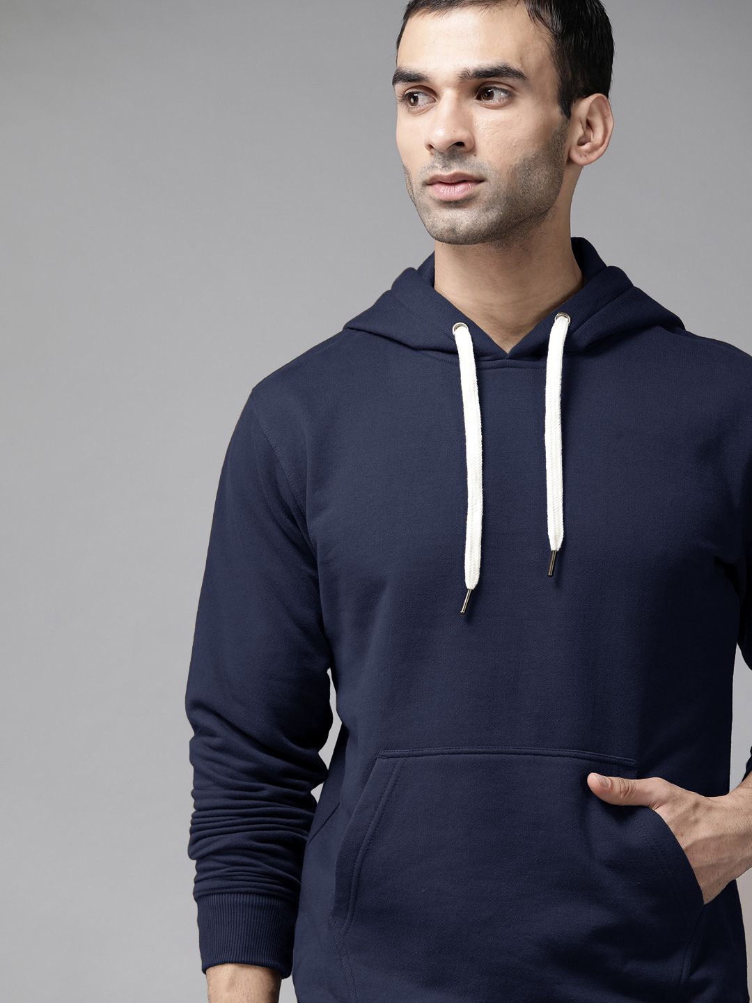 

QOSHA Men Hooded Sweatshirt, Navy blue