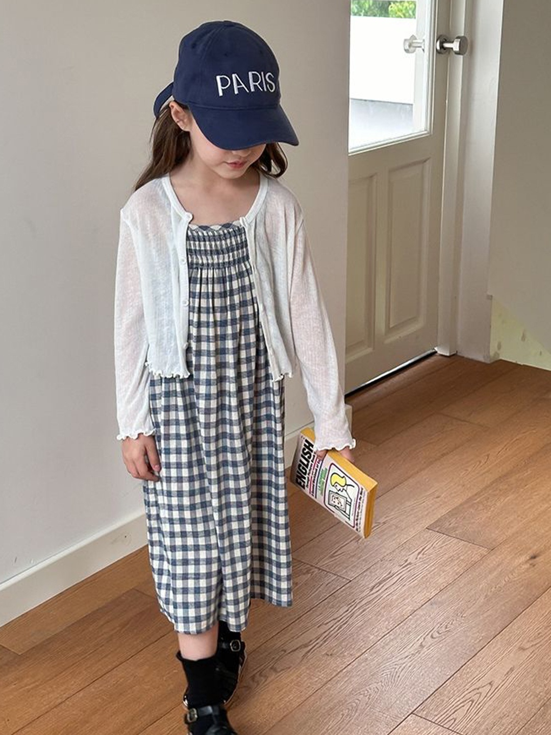 

LULU & SKY Checked A-Line Dress, Grey