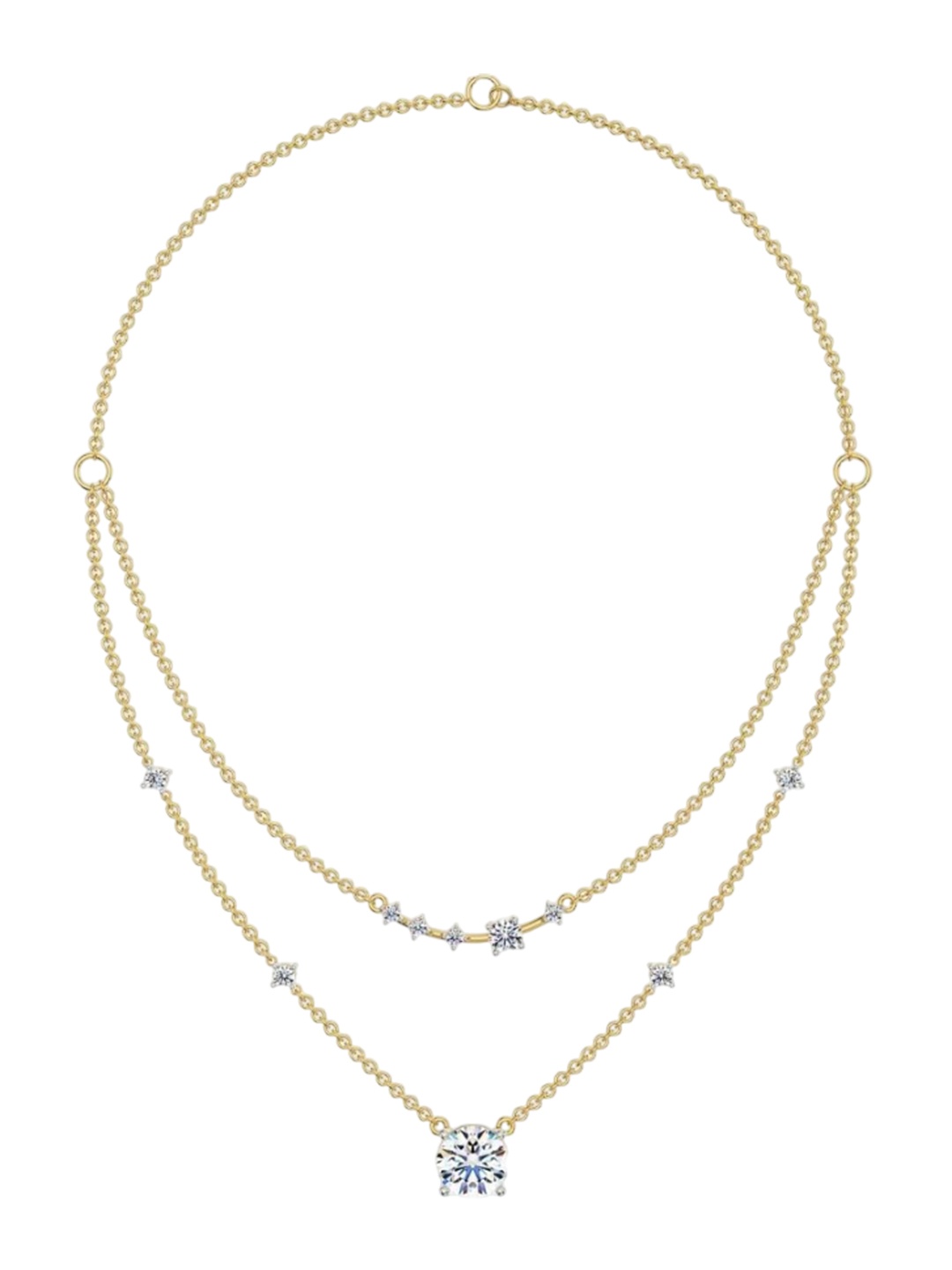 

Emori Two Layered Solitaire Necklace, Gold
