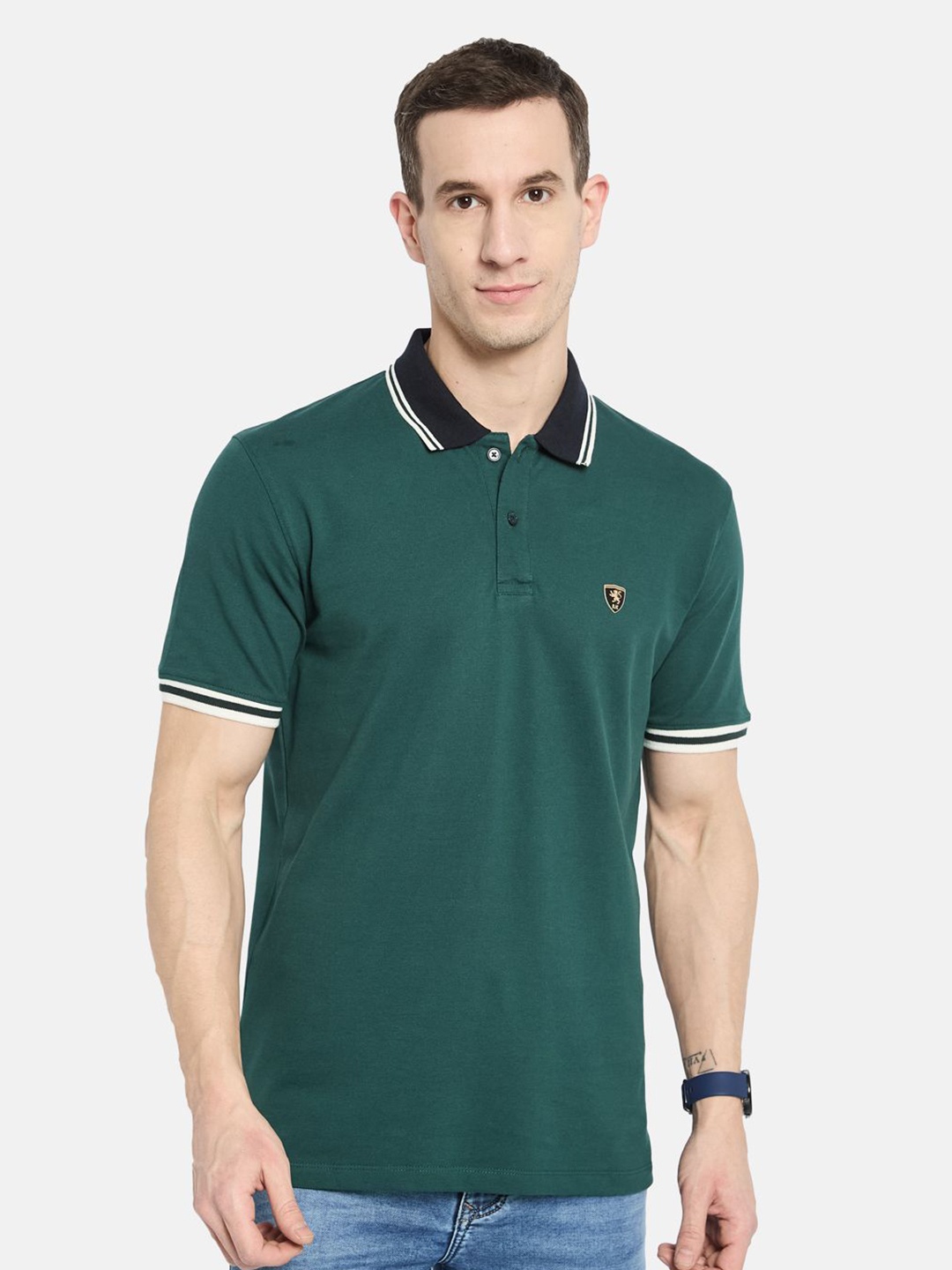 

Octave Men Polo Collar T-shirt, Green