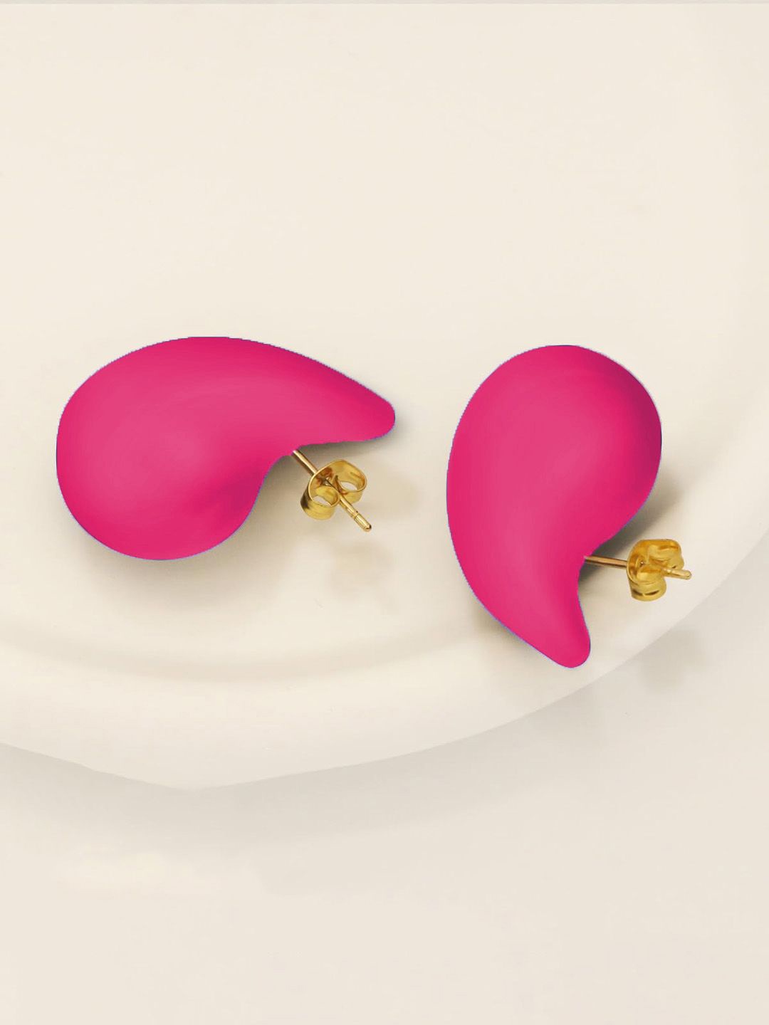 

VAGHBHATT Teardrop Shaped Drop Earrings, Pink