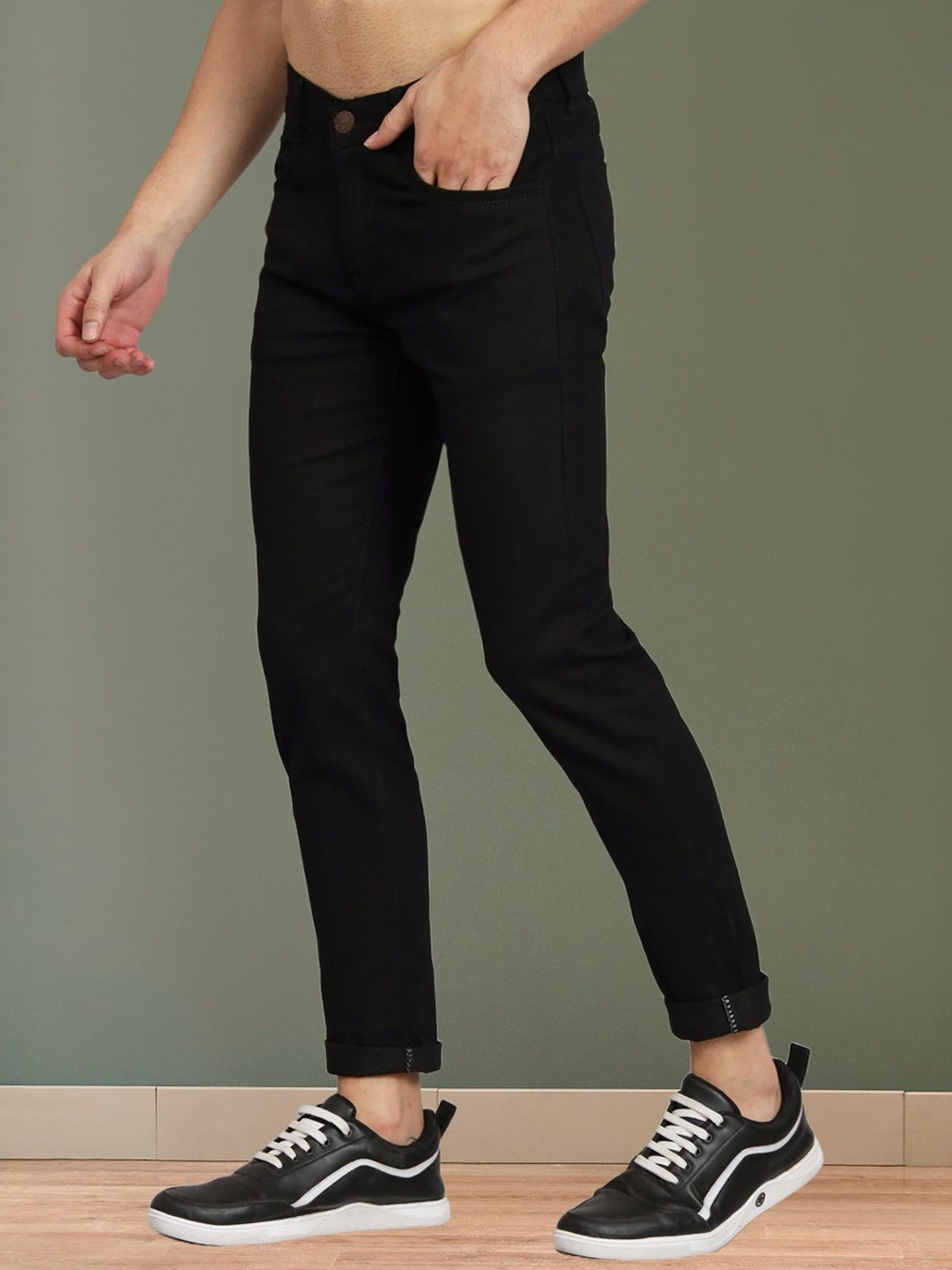 

COMFITS Men Classic Slim Fit Jeans, Black