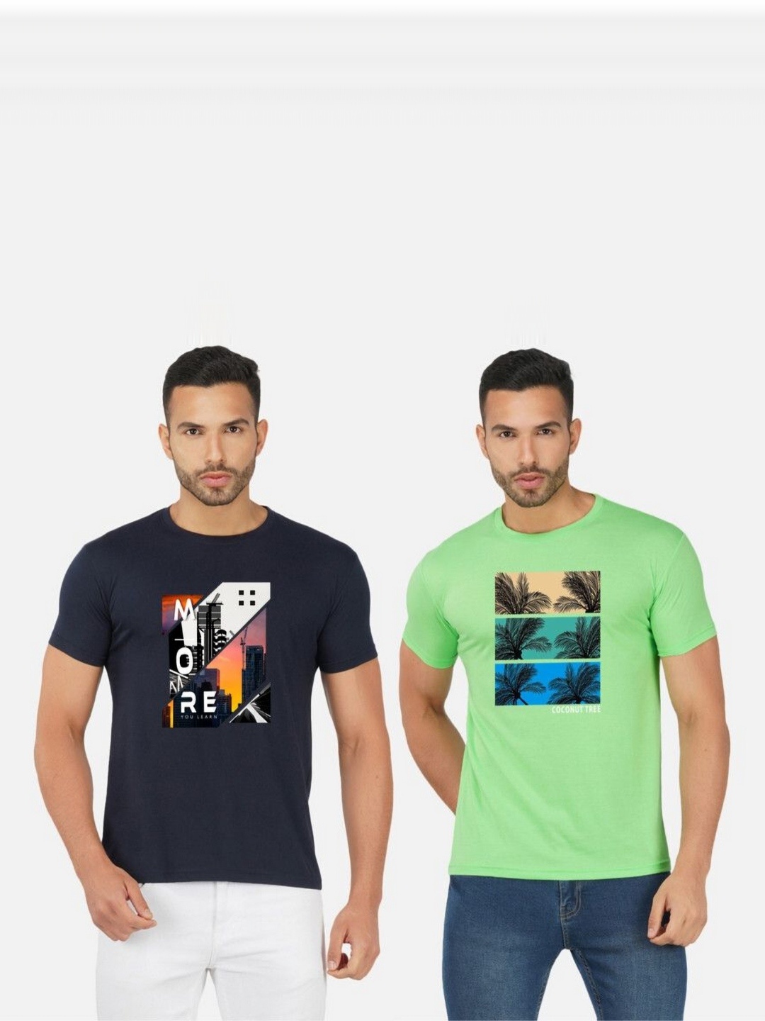 

GLOBAL NOMAD Men 2 Printed Bio Finish Applique T-shirt, Navy blue