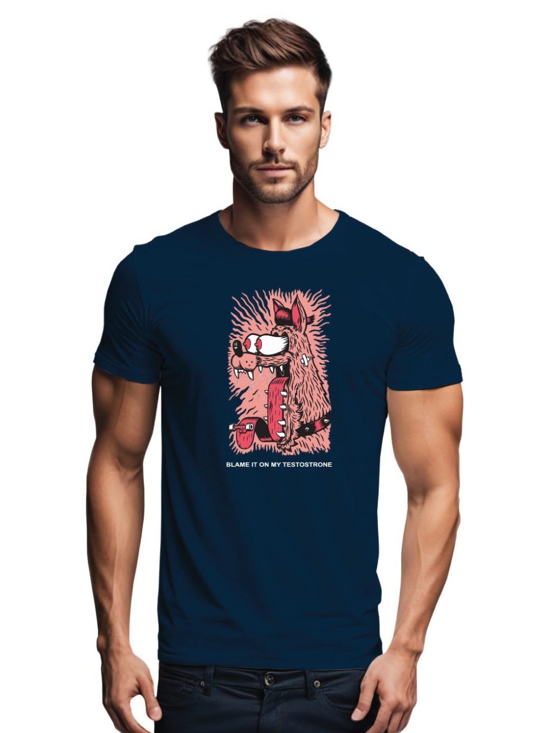 

Tantra Men Printed Applique T-shirt, Navy blue