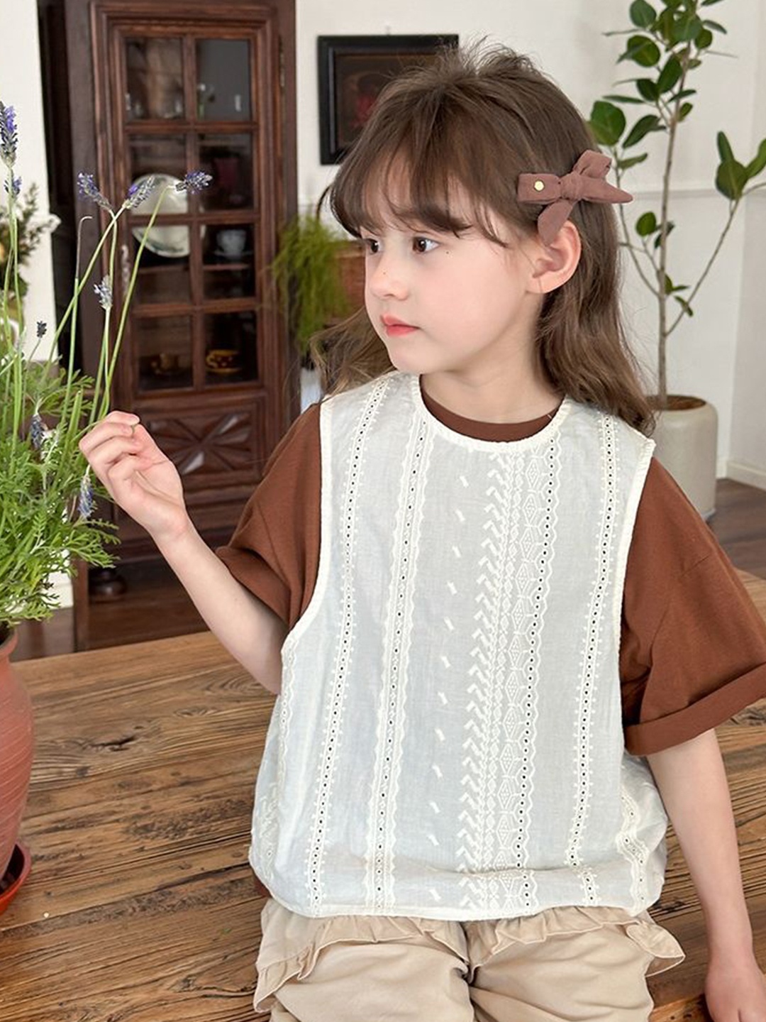 

LULU & SKY Floral Cotton Top, White