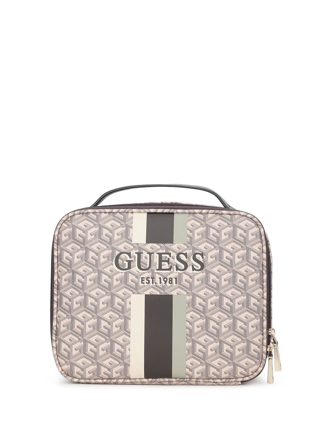 

GUESS Printed PU Structured Handheld Bag, Beige
