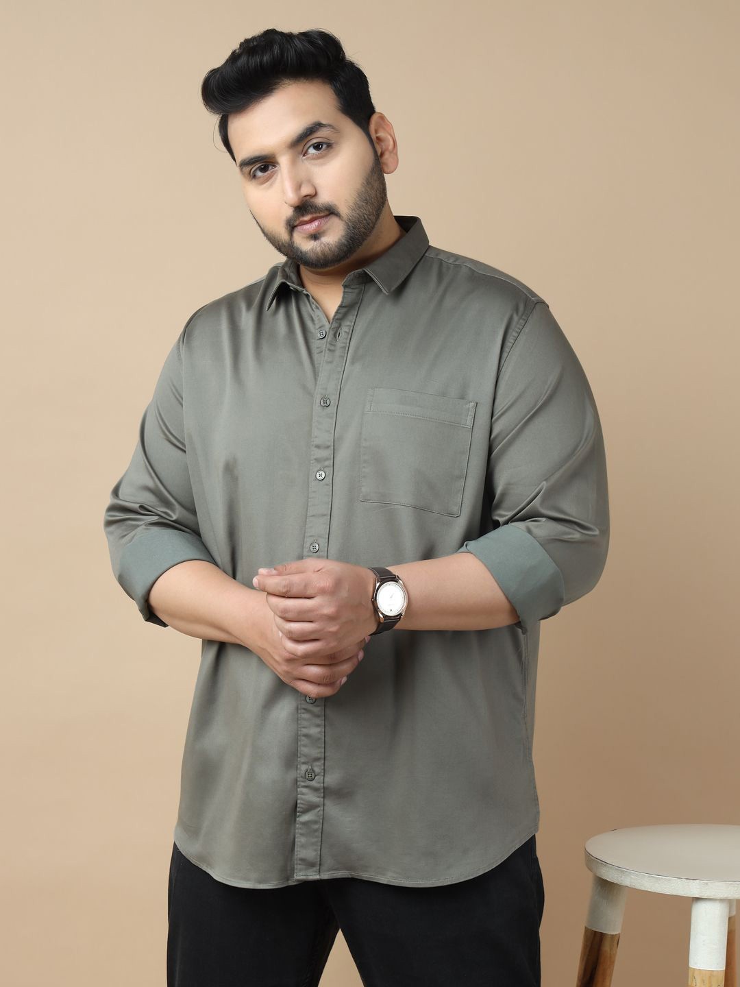 

Sztori Men Standard Slim Fit Opaque Casual Shirt, Green