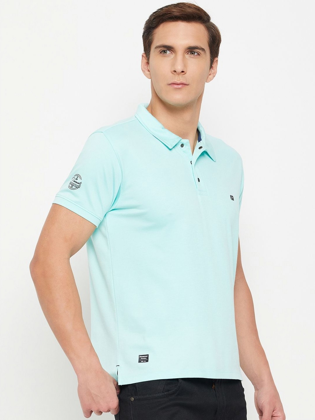 

Promount Men Polo Collar Applique T-shirt, Blue