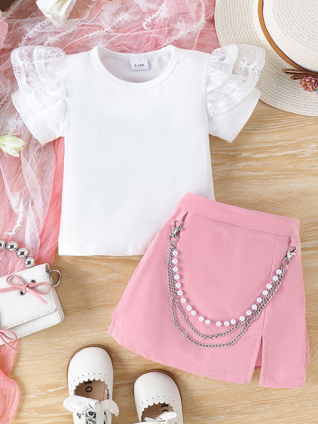 

LULU & SKY Girls Top with Skirt, White