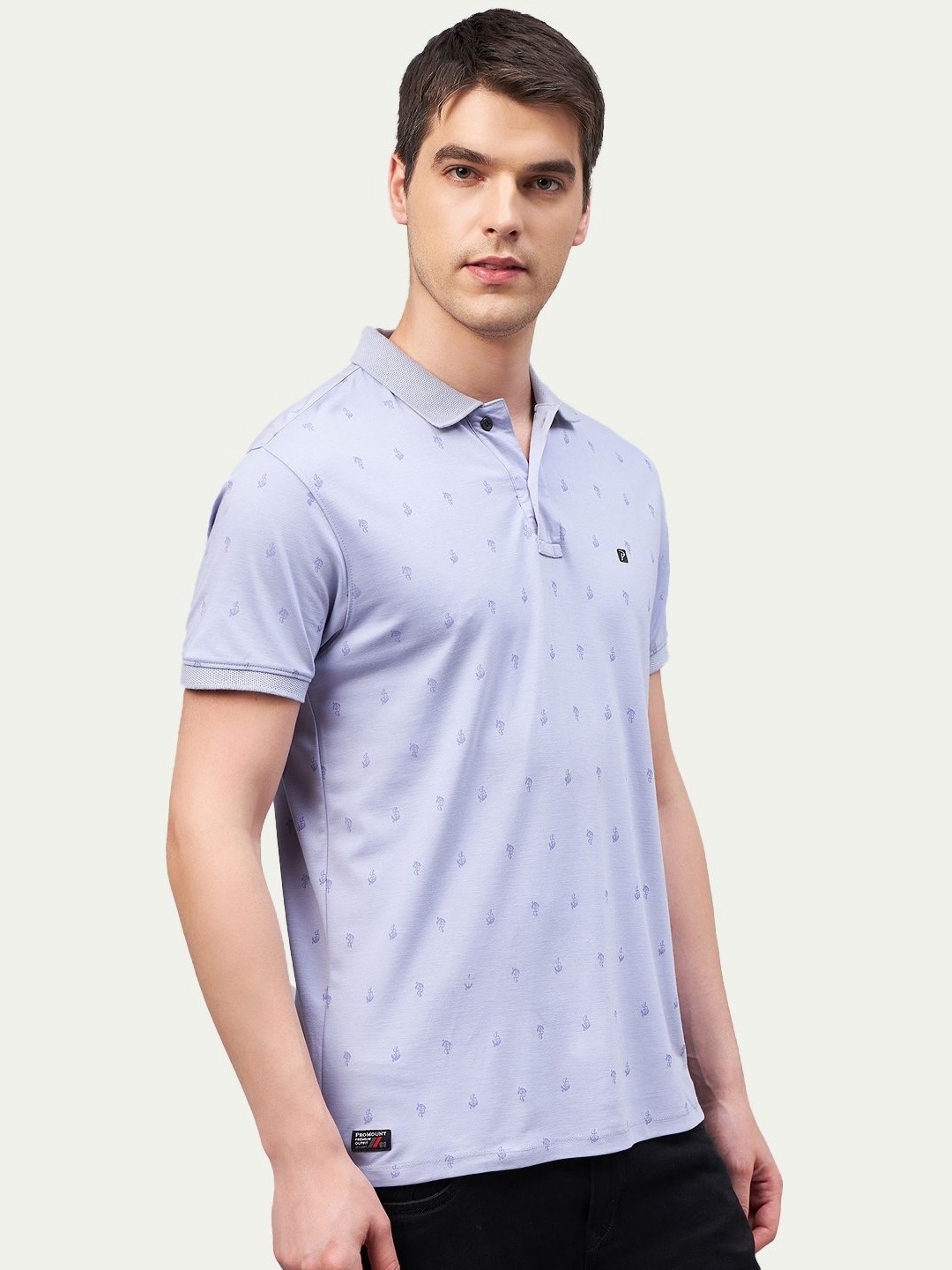

Promount Men Printed Polo Collar T-shirt, Blue
