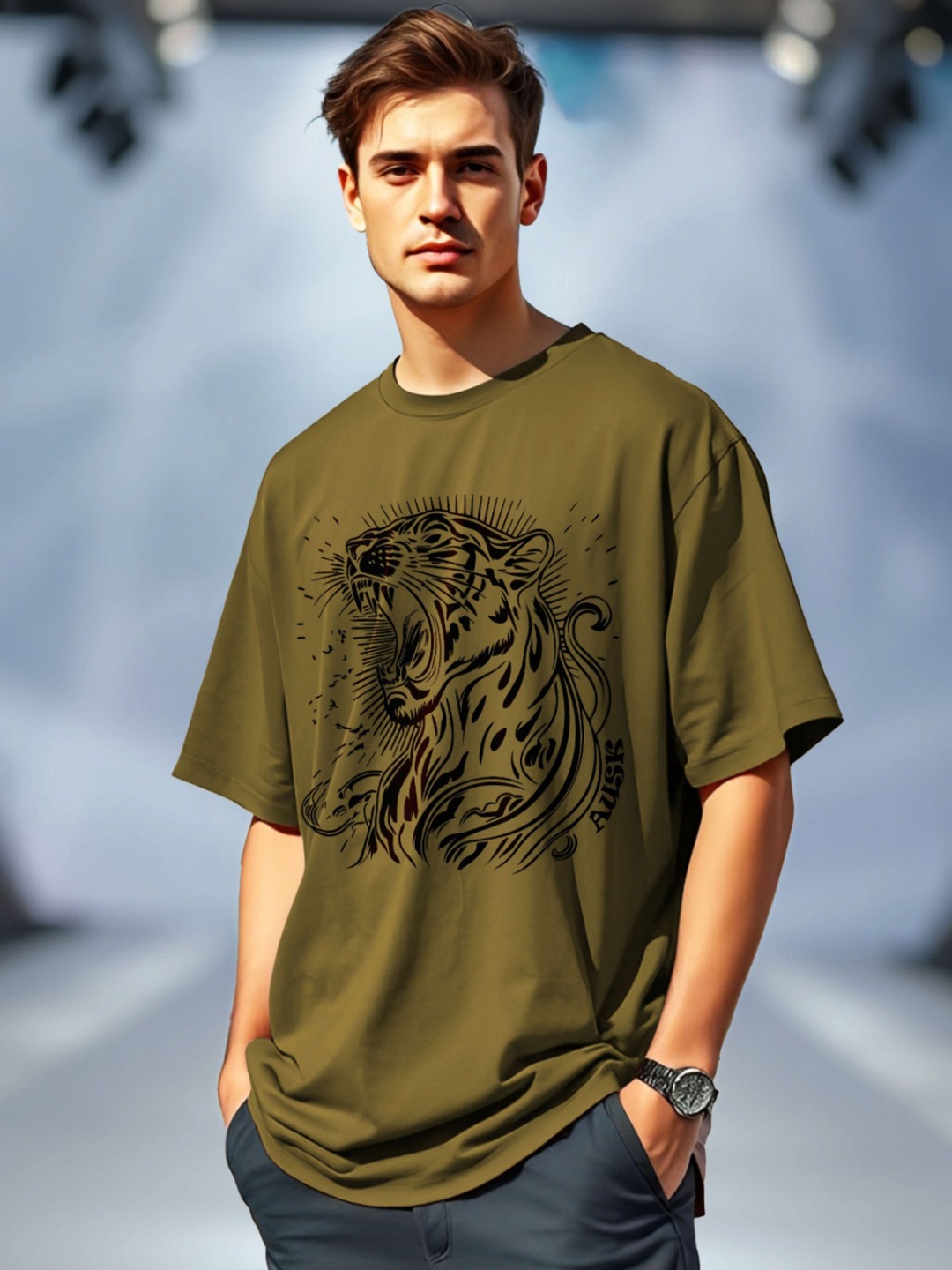 

AUSK Men Printed Pockets T-shirt, Green