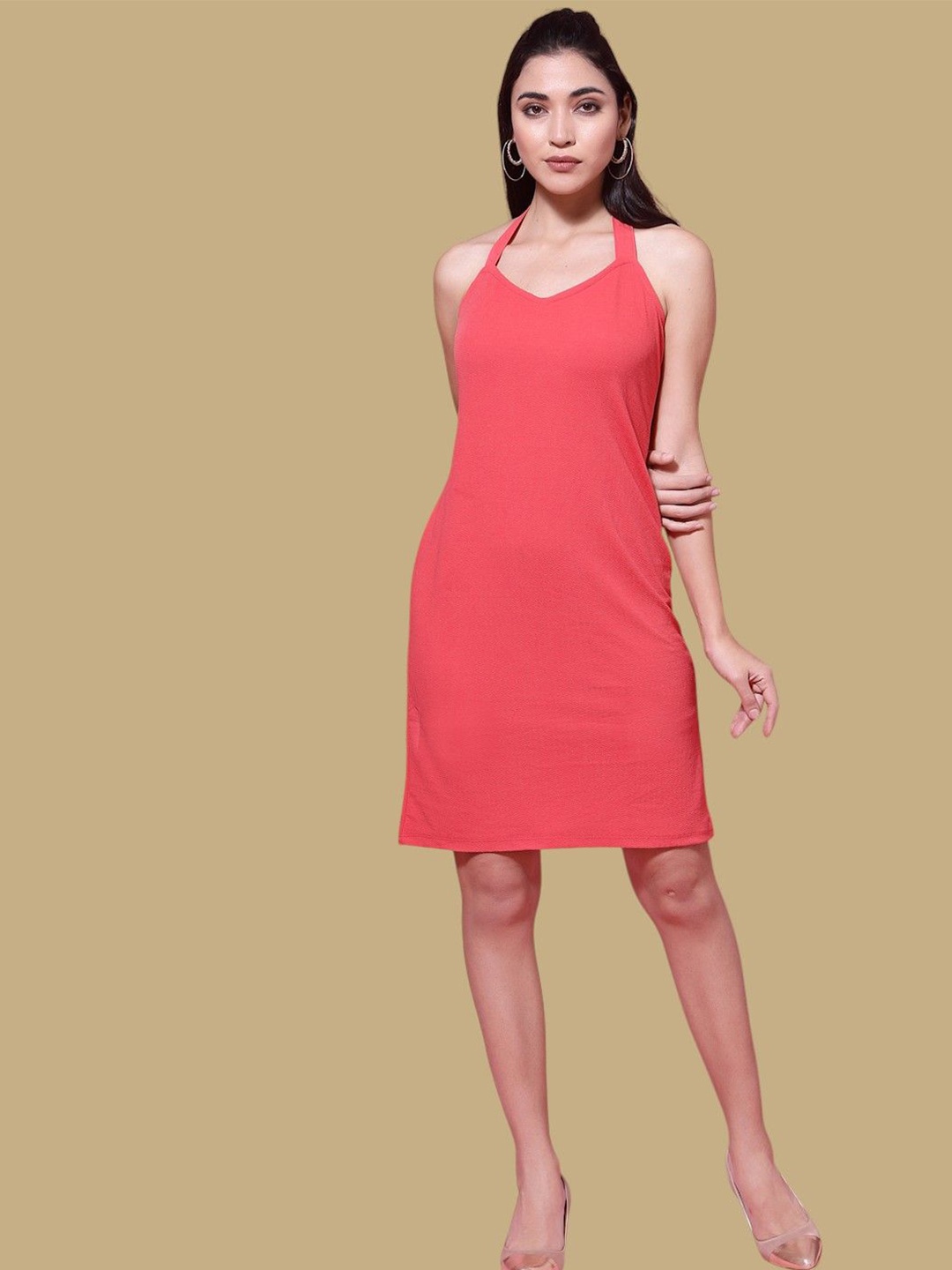 

Chemistry Halter Neck Sheath Mini Dress, Pink