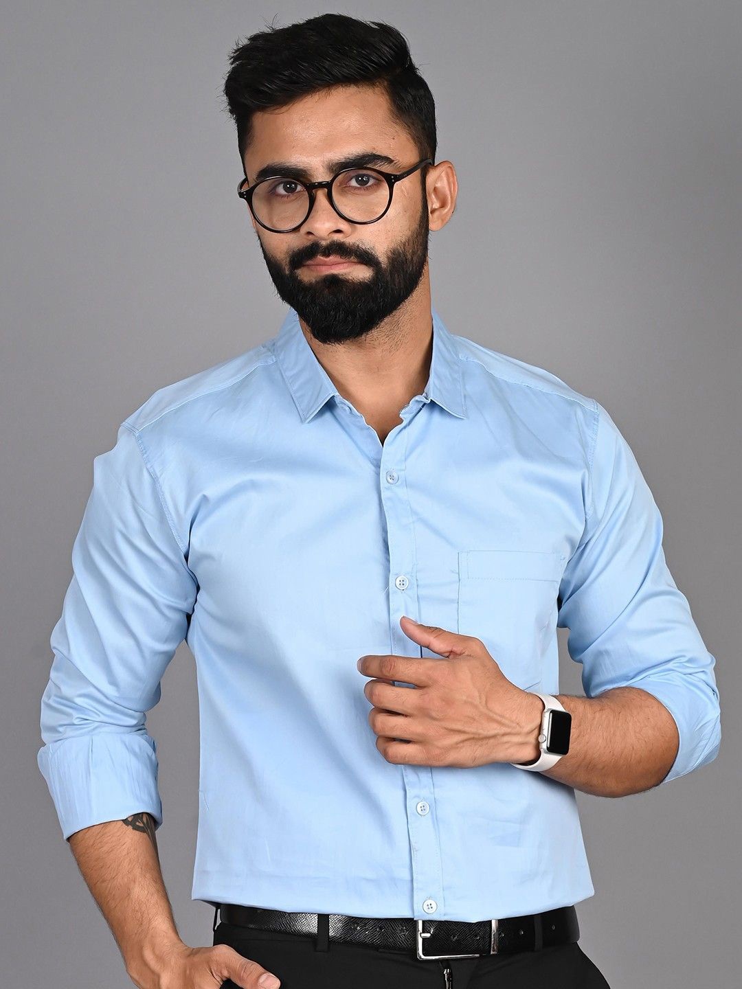 

PulseIQ Men Modern Opaque Formal Shirt, Blue