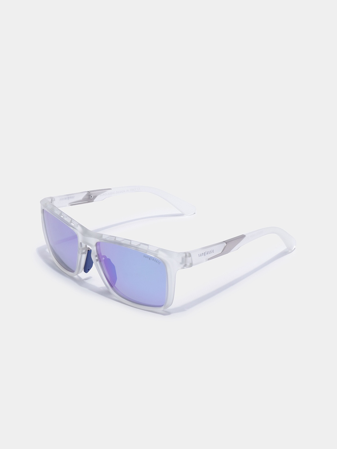 

SUNGLASSIC Unisex Mercury Polarized Rectangle TR90 Sunglasses Hawk Clear Blue