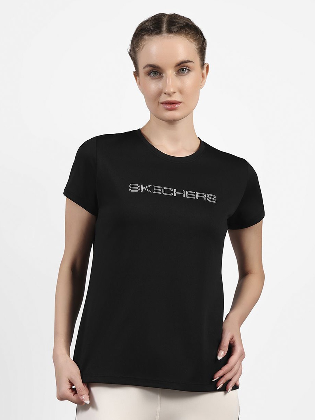 

Skechers Women Round Neck Branded T-Shirt, Black