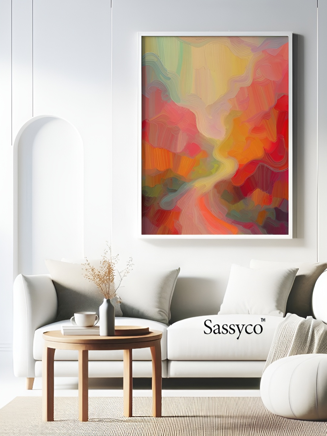 

Sassyco Green & Pink 1 Piece Canvas Abstract Wall Paintings