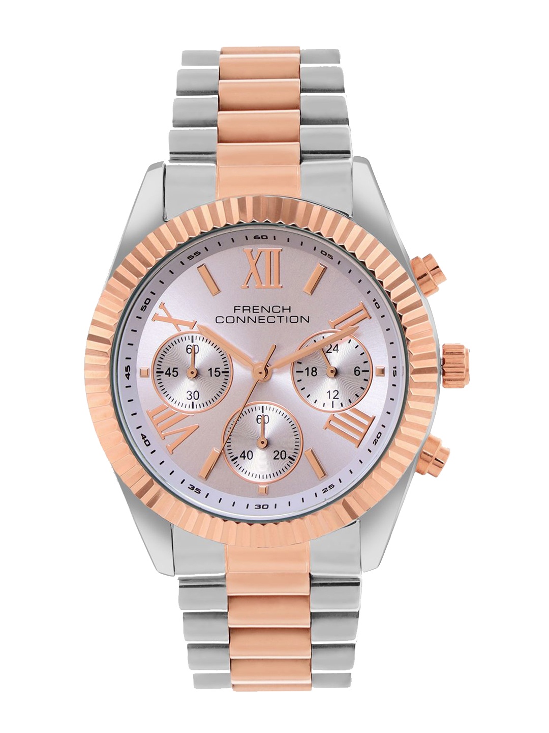 

French Connection Women Dial & Stainless Steel Bracelet Style Straps Analogue Watch FCM06RTM, Purple
