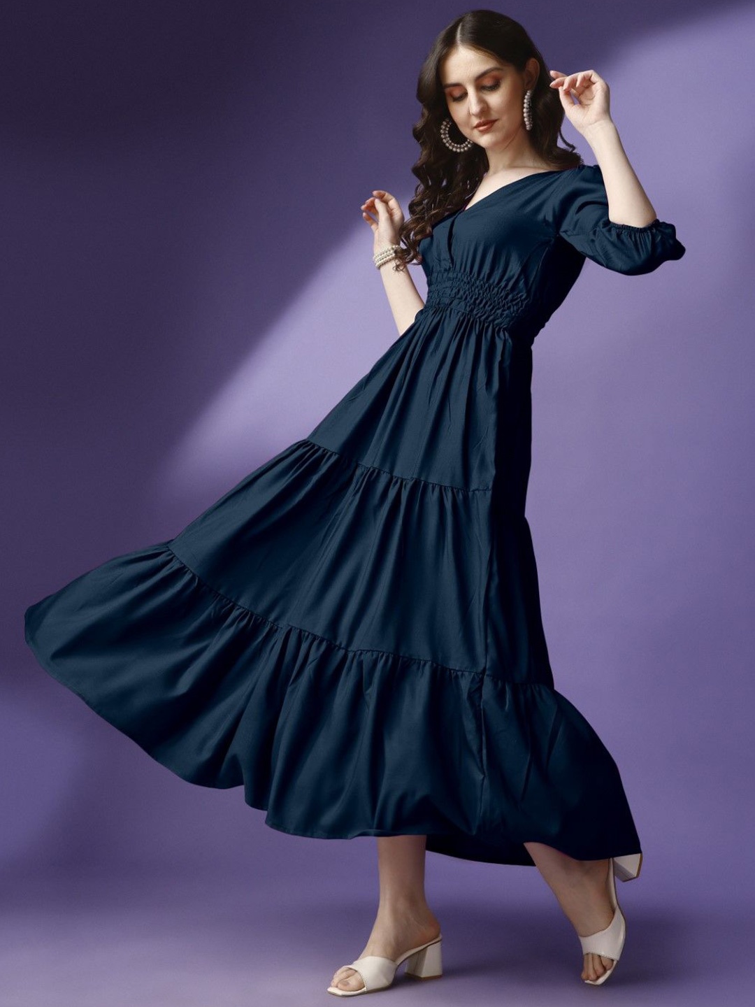 

Raiyani Fashion Applique Crepe Fit & Flare Maxi Dress, Blue