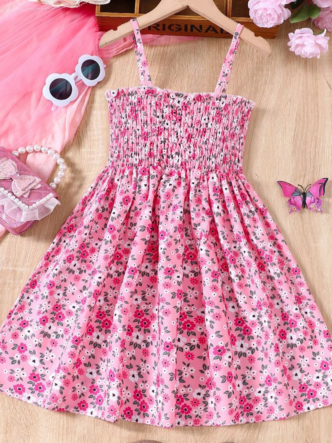 

LULU & SKY Floral Print Fit & Flare Dress, Pink
