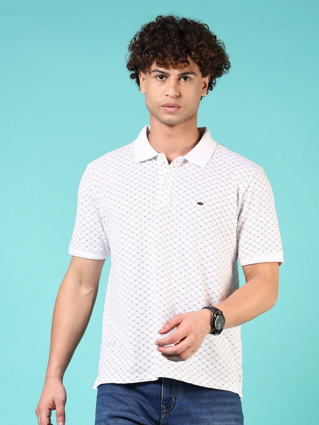 

V-Mart Men Printed Polo Collar Pockets T-shirt, White