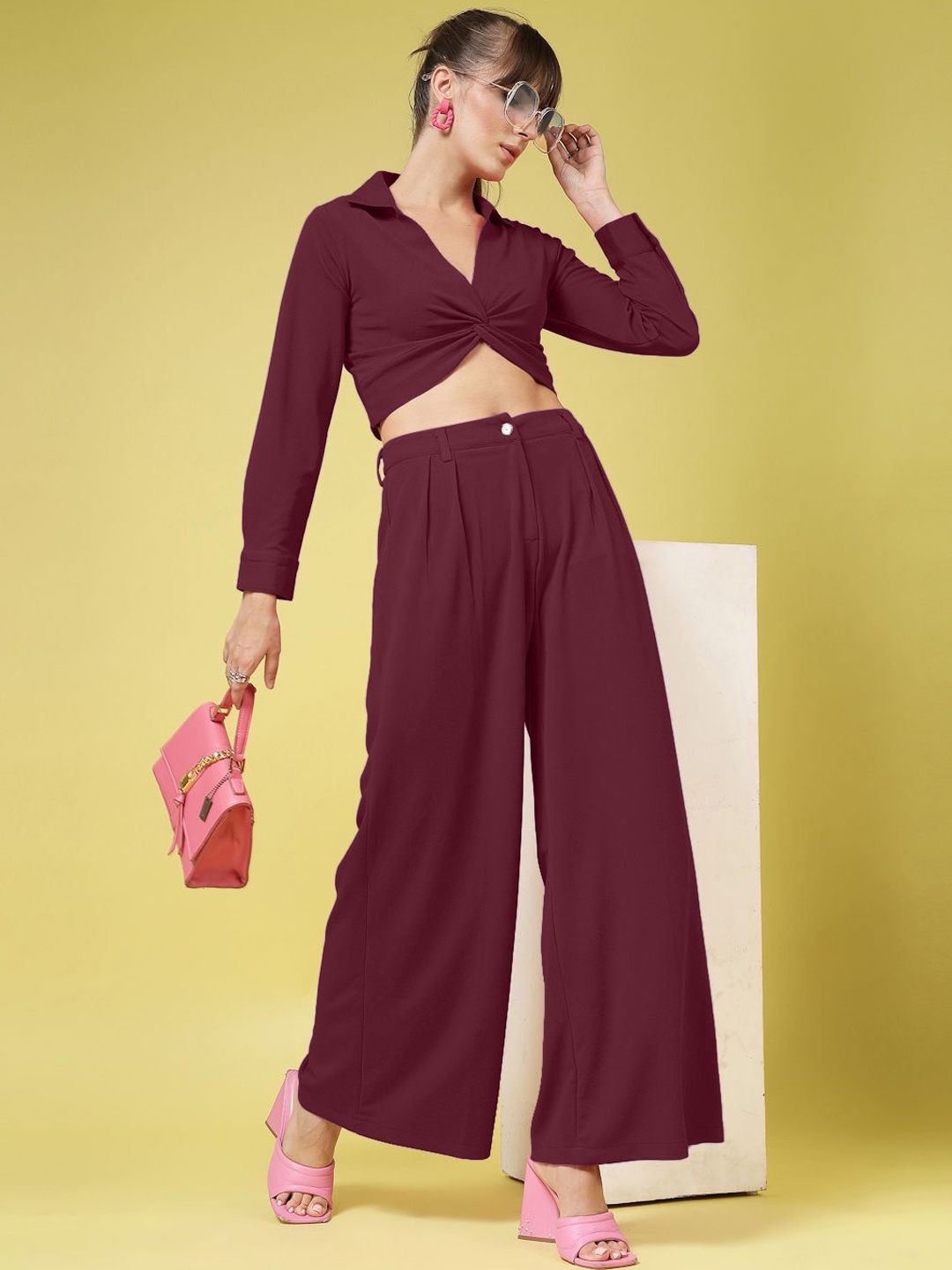 

DressBerry Women Relaxed Pleated Trousers, Purple
