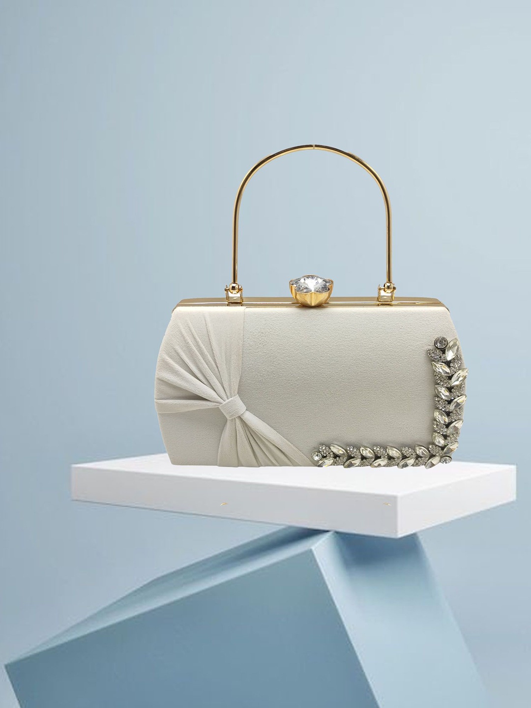 

Esmoda Embellished PU Handheld Bag, Silver