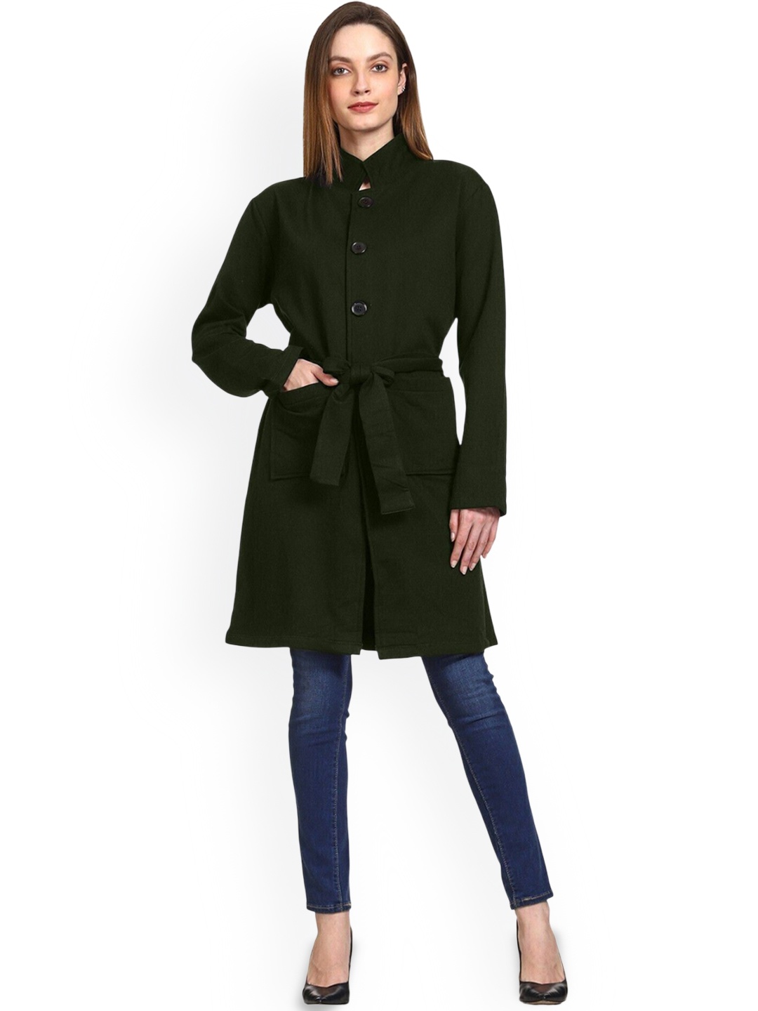 

ROARERS Single-Breasted Wrap Coat, Green