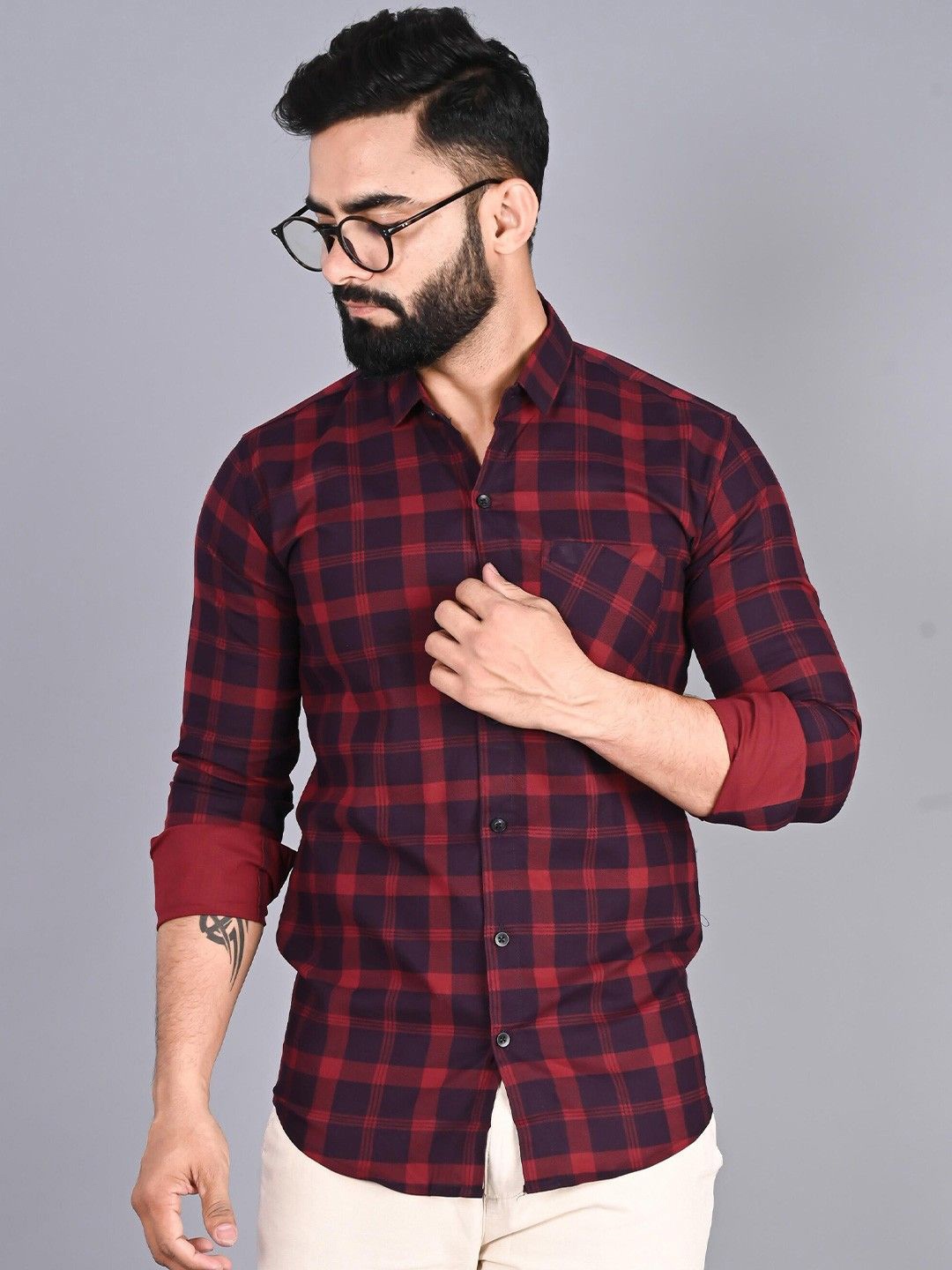 

PulseIQ Men Slim Fit Opaque Checked Casual Shirt, Multi