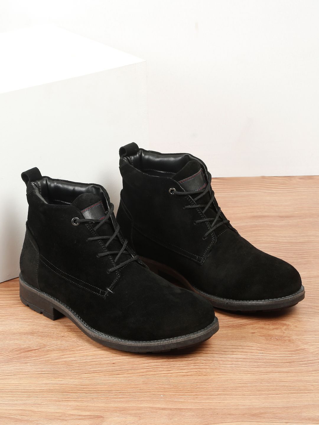 

Teakwood Leathers Men Casual Block-Heeled Chelsea Boots, Black