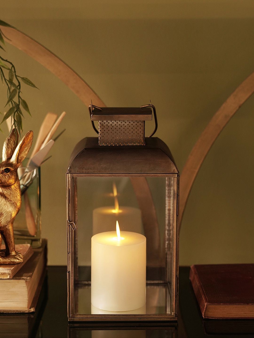 

Pure Home and Living Brown & Transparent Candle Holder
